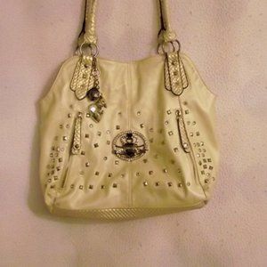 KATHY VAN ZEELAND Cream Purse w/rhinestones and si